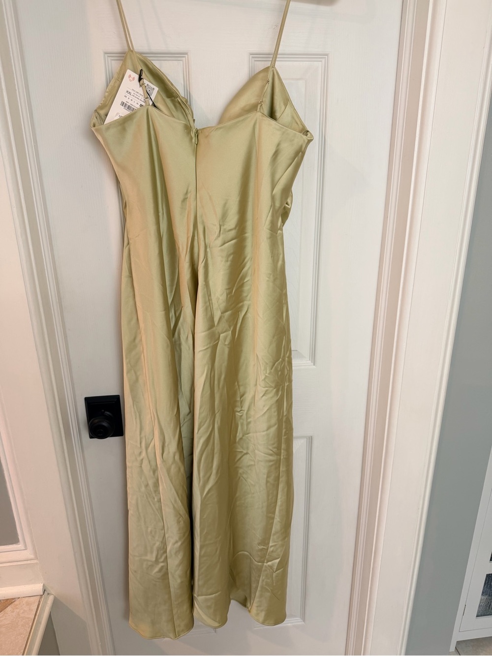 ZARA Champagne Satin Draped Maxi Dress NWT XXL - Picture 4 of 7
